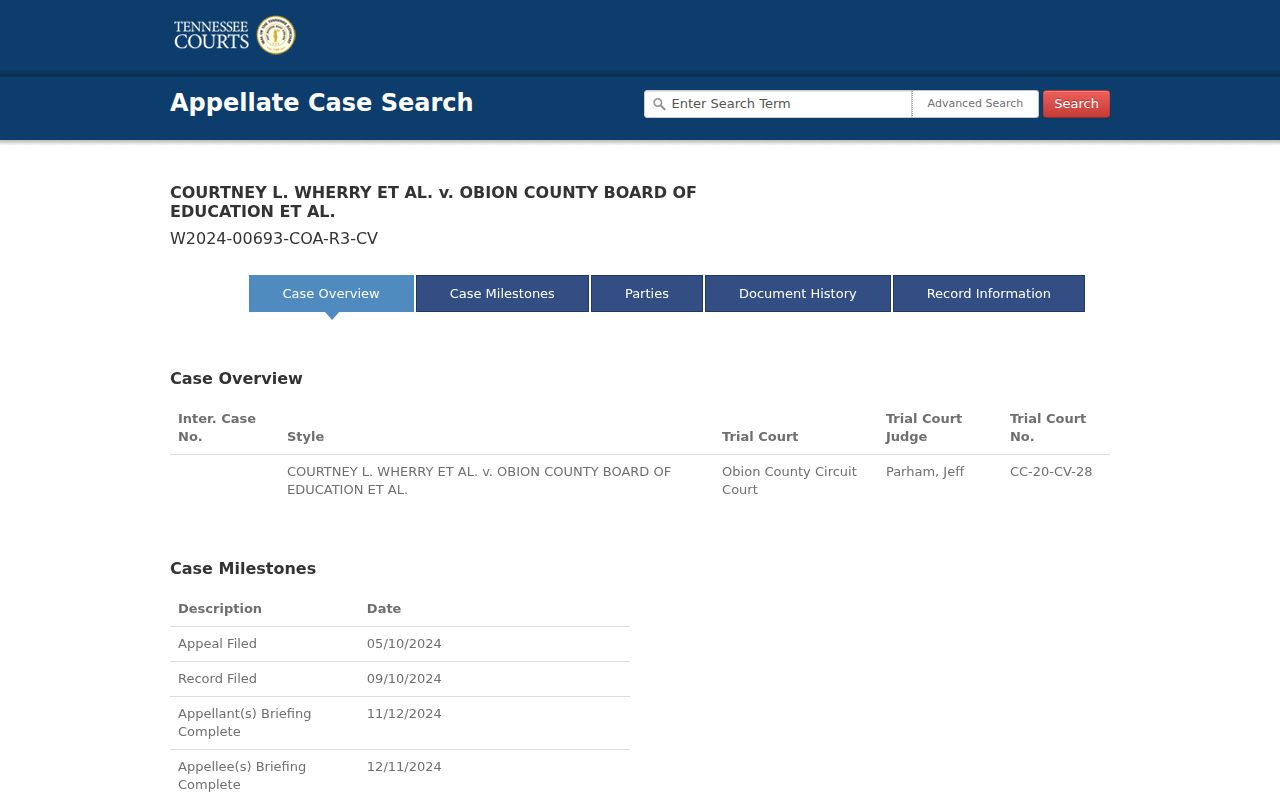 Obion County civil court docket appellate history fields