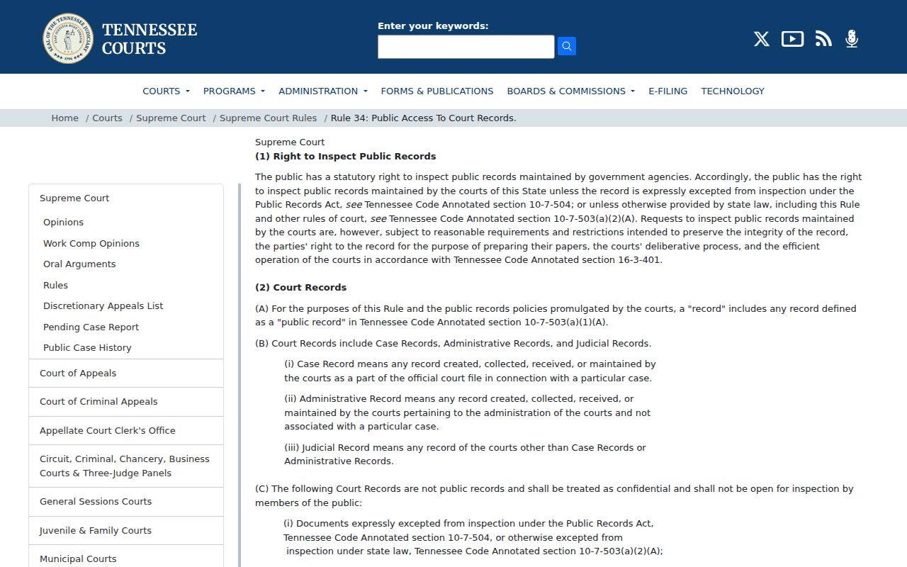 Obion County court records public access rule