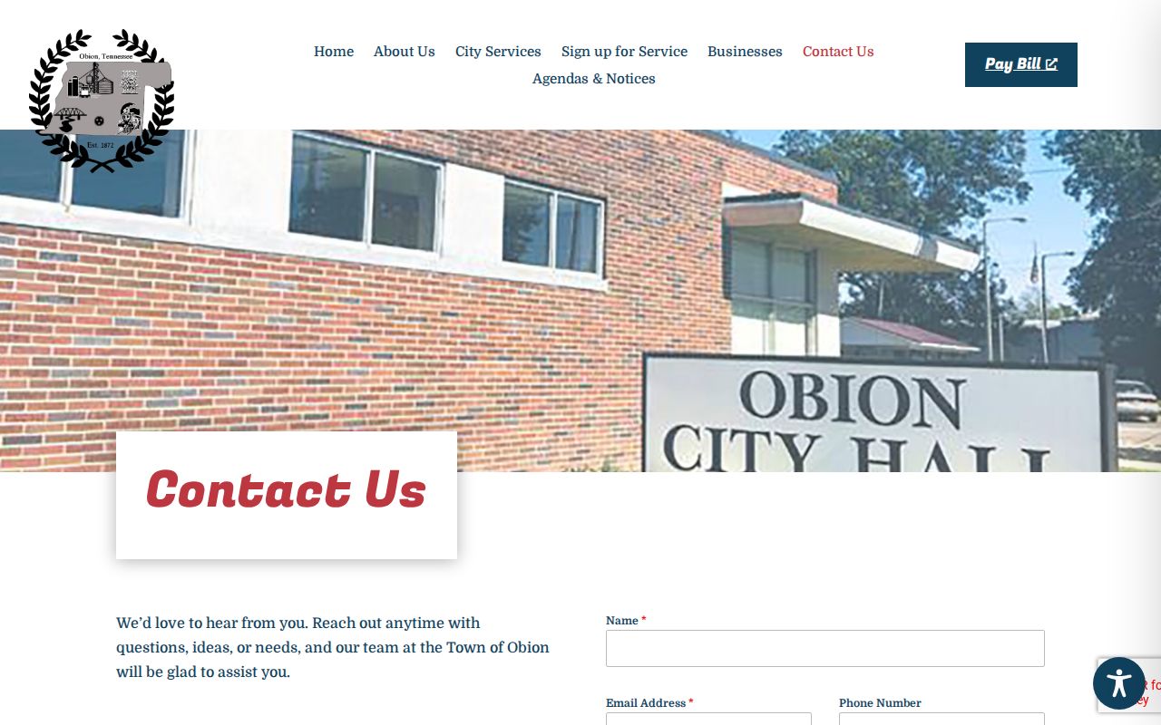 Obion court records Town Hall contact route