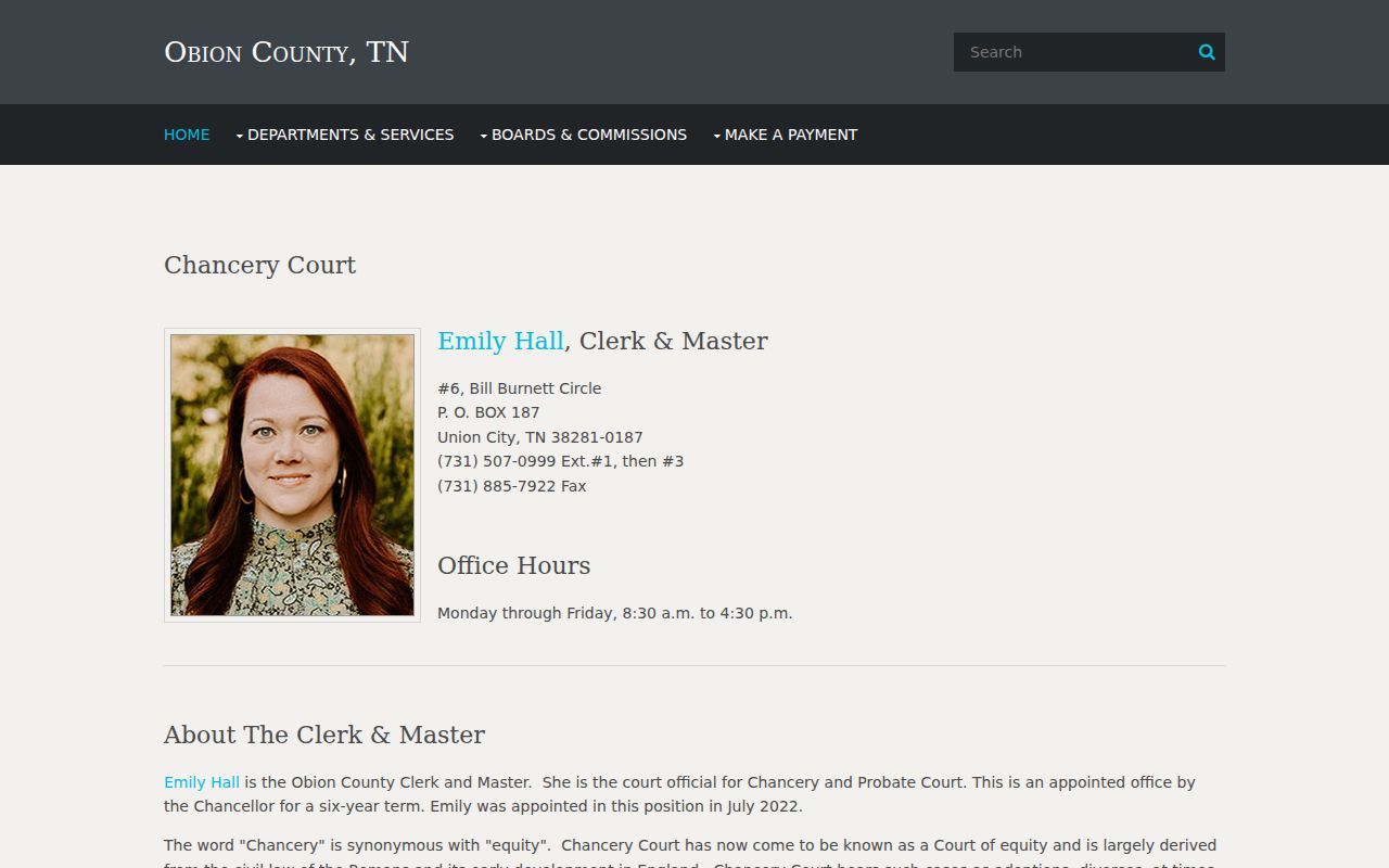 Obion County court docket Chancery and Probate clerk
