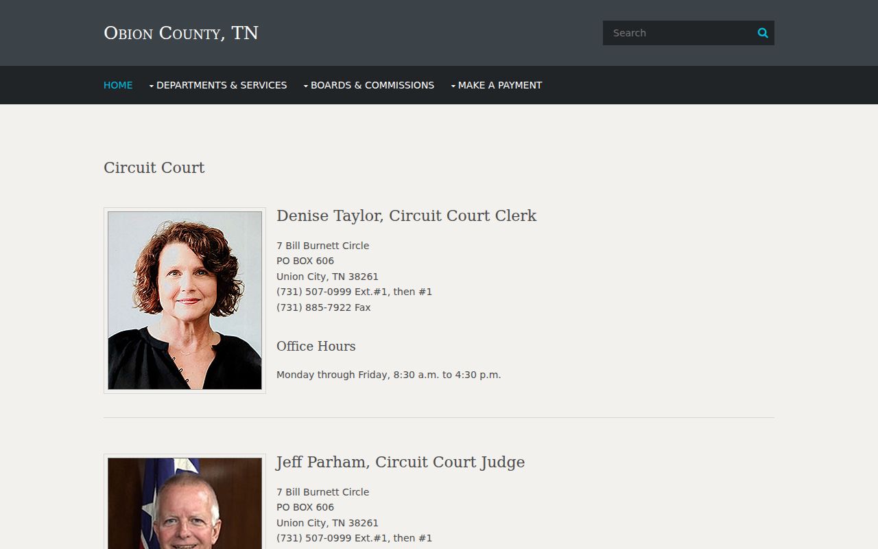 Obion County court docket Circuit Court clerk