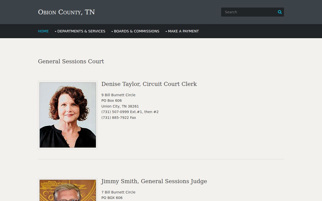 Obion County court docket General Sessions setting route